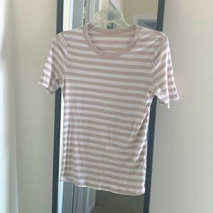 Target A New Day Beige and Cream / Off White Ribbed Striped T-Shirt